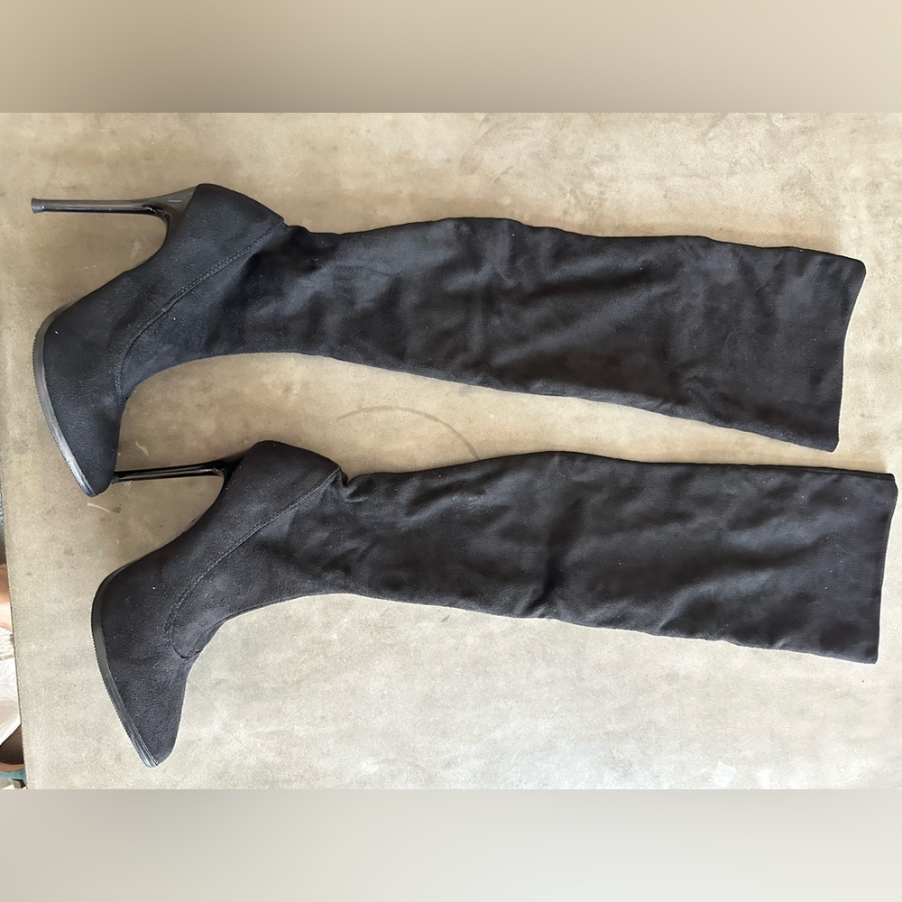 NEW Elegant Black suede Women's over the knee stiletto Boots 35.5